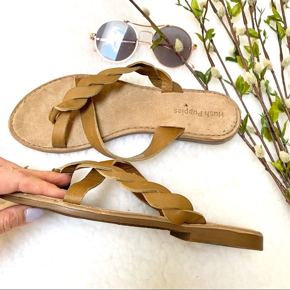 🍂HUSH PUPPIES-leather sandals/braided detailing - Picture 5 of 6